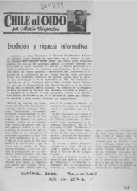 Erudición y riqueza informativa  [artículo] Mario Céspedes.