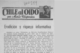 Erudición y riqueza informativa  [artículo] Mario Céspedes.