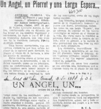 Un ángel, un pierrot y una larga espera--  [artículo] R. C. A.