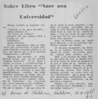 Sobre libro "Nace una Universidad".  [artículo]