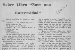 Sobre libro "Nace una Universidad".  [artículo]