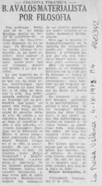 B. Avalos materialista por filosofía