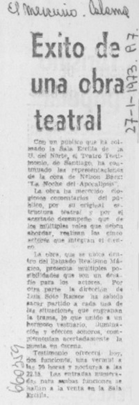 Éxito de una obra teatral.