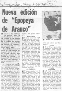 Nueva edición de "Epopeya de Arauco"