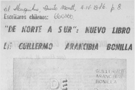 "De norte a sur": Nuevo libro de Guillermo Arancibia Bonilla.