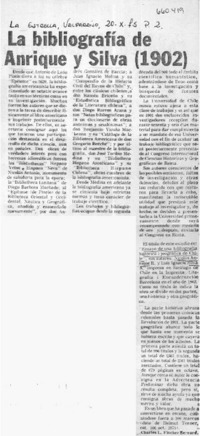 La bibliografía de Anrique y Silva (1902)  [artículo] Charles L. Fischer Bernard.