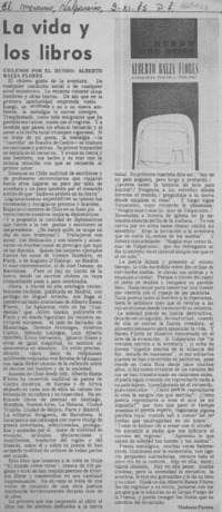 La vida y los libros  [artículo] Modesto Parera.