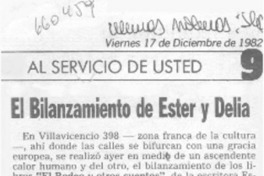 El bilanzamiento de Ester y Delia