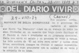 Mensaje de Delia Domínguez.