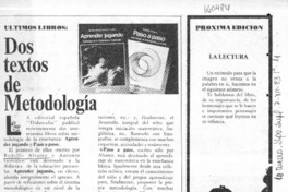 Dos textos de metodología.  [artículo]