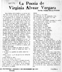 La poesía de Virginia Alvear Vergara  [artículo] Dante de la Fuente.