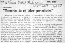 Memorias de mi labor periodística"  [artículo] O. W. H.