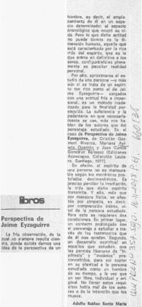 Perspectiva de Jaime Eyzaguirre  [artículo] Adolfo Ibáñez Santa María.