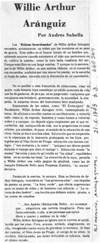 Willie Arthur Aránguiz  [artículo] Andrés Sabella.