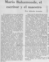 Mario Bahamonde, el escritor y el maestro