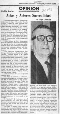 Actas y actores surrealistas  [artículo] Enrique Lafourcade.