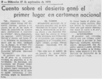 Cuento sobre el desierto ganó el primer lugar en certamen nacional.