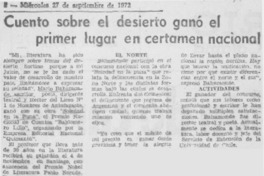 Cuento sobre el desierto ganó el primer lugar en certamen nacional.