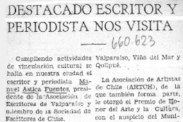 Destacado escritor y periodista nos visita.  [artículo]