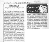 Poeta aclara la "leyenda de los telegramas" [artículo] Manuel Astica Fuentes.