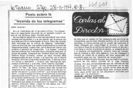 Poeta aclara la "leyenda de los telegramas" [artículo] Manuel Astica Fuentes.