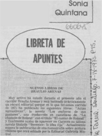 Nuevos libros de Braulio Arenas