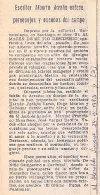 Escritor Alberto Arraño enfoca personajes y escenas del campo.