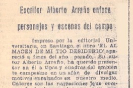 Escritor Alberto Arraño enfoca personajes y escenas del campo.