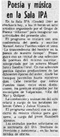 Poesía y música en la sala IPA.