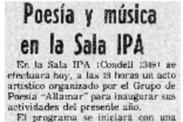 Poesía y música en la sala IPA.