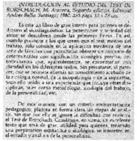 Introducción al estudio del test de Rorschach.