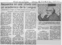 Recuerdos en una charla con un académico de la lengua  [artículo] Antonio Mihoevic Peric.