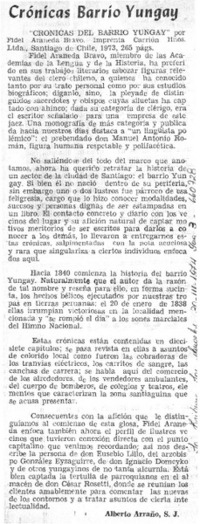 Crónicas Barrio Yungay  [artículo] Alberto Arraño S. J.