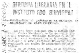 Tertulia literaria en el Instituto Fdo. Binvignat.