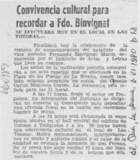 Convivencia cultural para recordar a Fdo. Binvignat.
