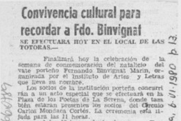 Convivencia cultural para recordar a Fdo. Binvignat.