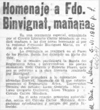 Homenaje a Fdo. Binvignat, mañana.