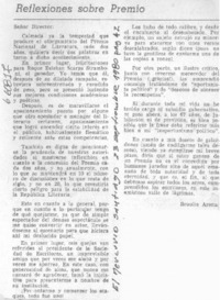 Reflexiones sobre premio