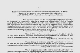 Pasajes significativos de algunos juicios críticos sobre el libro "Memoria del tiempo".