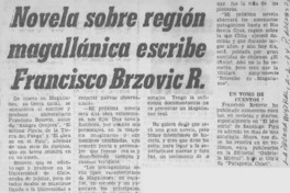 Novela sobre región magallánica escribe Franco Brzovic R.