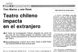 Teatro Chileno impacta en el extranjero.  [artículo]
