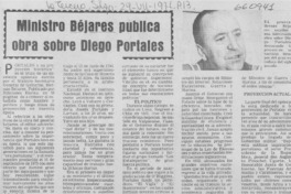 Ministro Béjares publica obra Diego Portales.