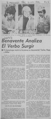 Benavente analiza el verbo surgir.  [artículo]