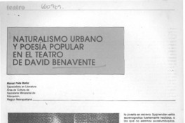 Naturalismo urbano y poesía popular en el teatro de David Benavente