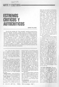 Estrenos críticos y autocríticos