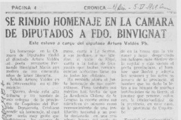 Se rindió homenaje en la cámara de diputados a Fdo. Binvignat.