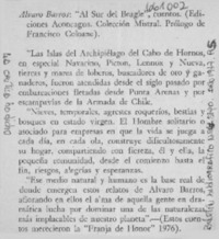 Alvaro Barros, "Al sur del Beagle".  [artículo]