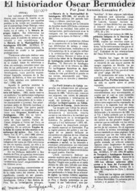 El Historiador Oscar Bermúdez (final)  [artículo] José Antonio González