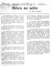Historia del salitre  [artículo] Oriel Alvarez G.