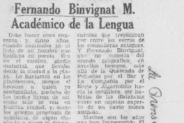Fernando Binvignat M. Académico de la Lengua